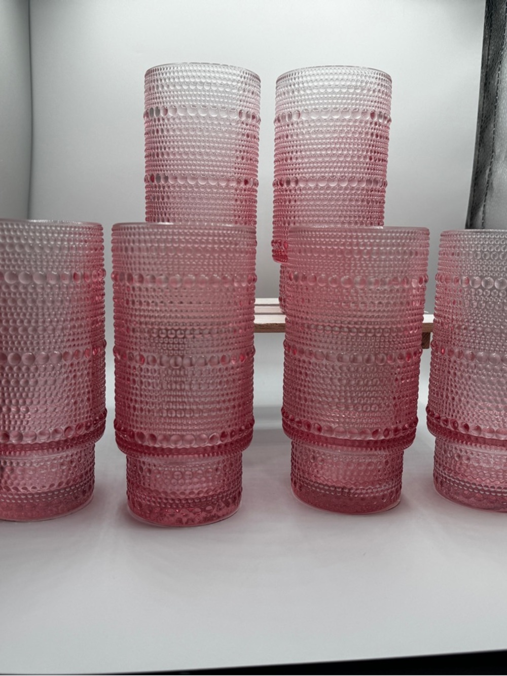 BKLYN Steel Co. Pink Beaded Glass Tumblers - Due to Size 1 Set w/each Purchase - Picture 6 of 6